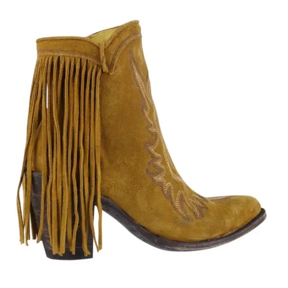 Old Gringo Tan Heeled Boots with Fringe - Picture 6 of 11